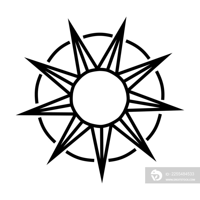 minimalist sun illustrations in an outline style. a simple drawing of the ancient sun symbol for creative design.