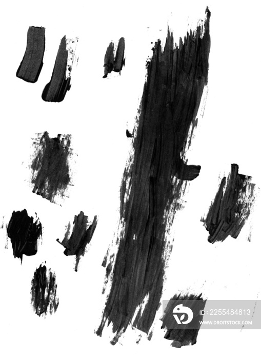 Black paint strokes, png stock photo file cut out and isolated on a transparent background for making borders and brushes