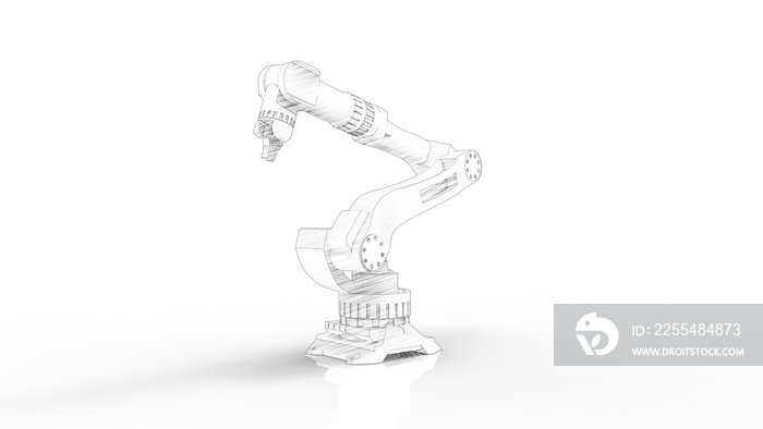 3D rendering of a robot arm isolated in white studio background