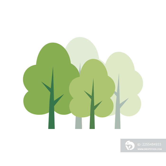 Árboles verdes. Concepto de verano. Bosque. Ilustración vectorial