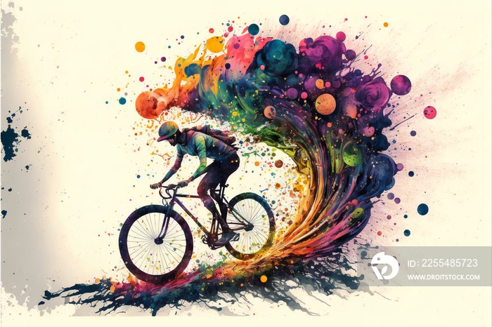 beautiful, special watercolor painting of a bicycle