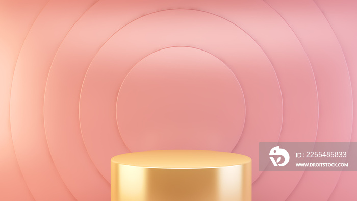 gold platform on abstract pink background