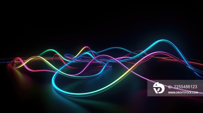 Neon glowing light wave. glow effect for music video background, dj graphics, vj background