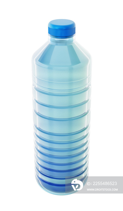 Blue plastic bottle on transparent background. 3D illustration