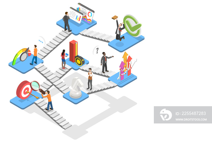 3D Isometric Flat  Concept of Key Performance Indicator.