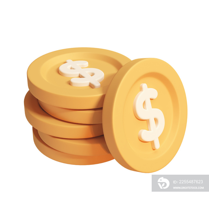 3d currency coin. golden dollar profit on investment