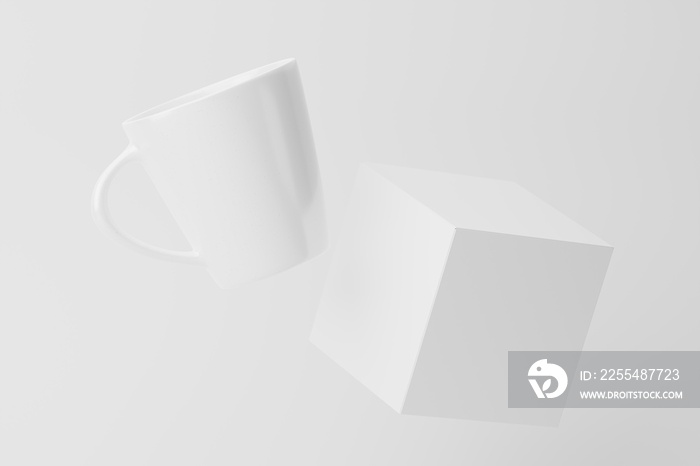 Ceramic Mug Cup For Coffee Tea White Blank 3D Rendering Mockup