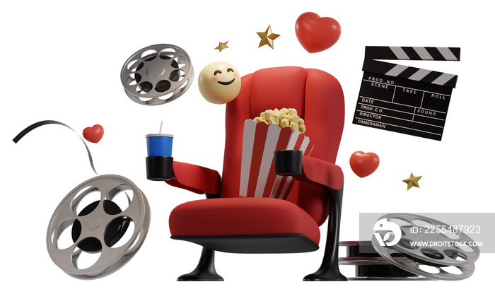 Theater movie seat armchair. 3d rendering