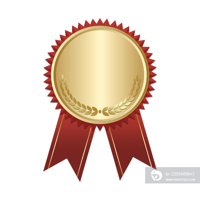 Shiny Gold Medal With Red Ribbon Award Transparent Clipart