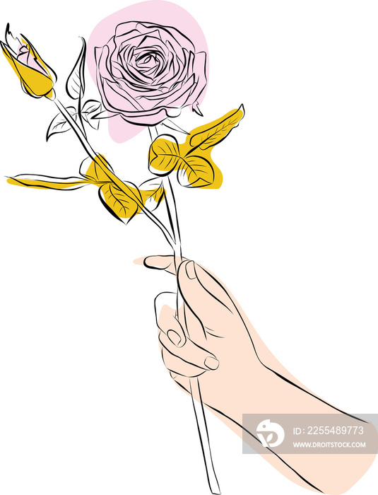 Hand holding rose flower icon