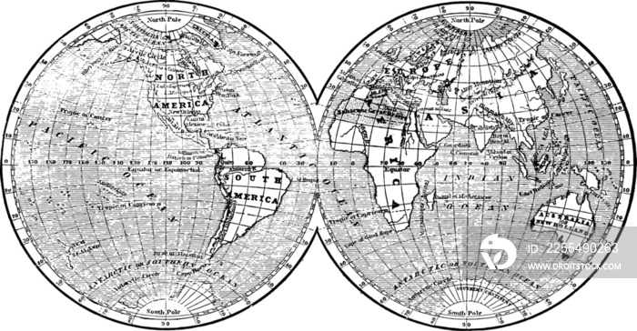 vintage world map element with a transparent background