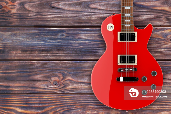 Beautiful Red Electric Guitar in Retro Style. 3d Rendering