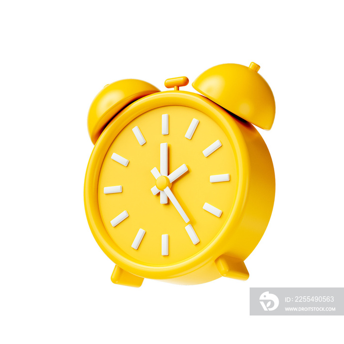 3D Classic Alarm clock icon. 3d Yellow reminder watch icon minimal design concept of time