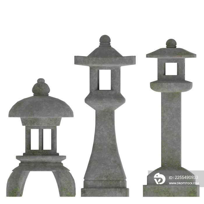 3D rendering illustration of japanese toro lanterns