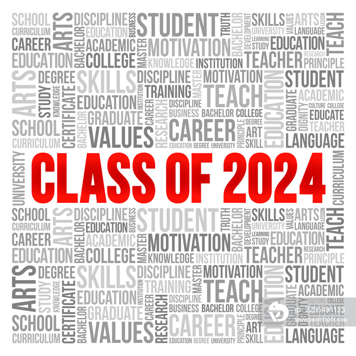 CLASS OF 2024 word cloud collage, education concept background