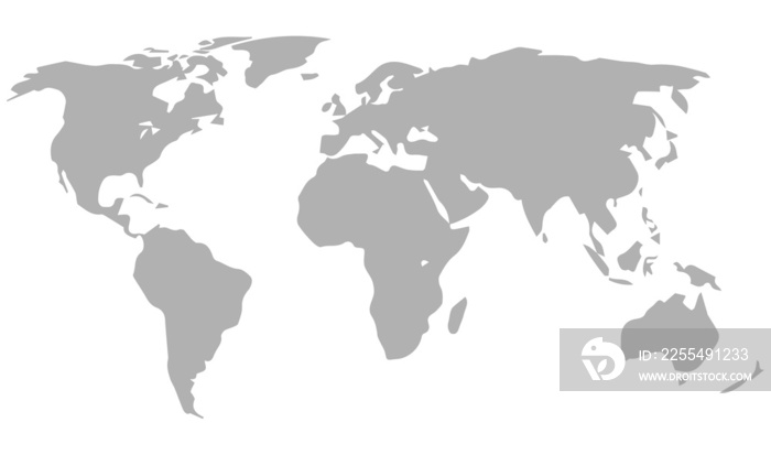 NG. World map isolated on transparent background. World map template with continents, North and South America, Europe and Asia, Africa and Australia