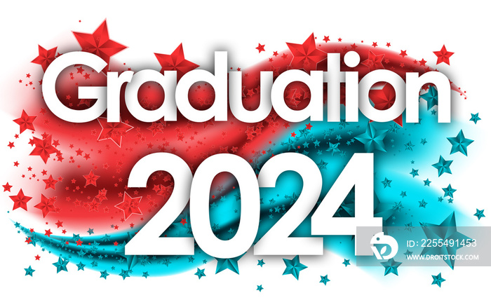 Graduation 2024 in stars colored background