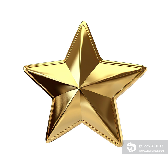 Gold star isolated on transparent background. Gold vintage star shape. 3d illustration. Gold ornament