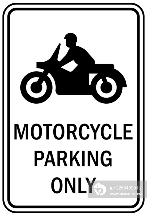 parking lot garage sign and label motorcycle parking