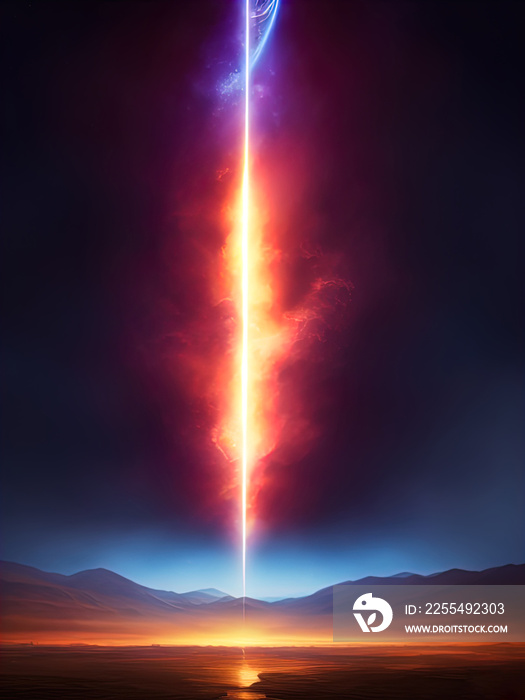 A massive energy beam shoots up into the sky. Great for sci-fi backgrounds.