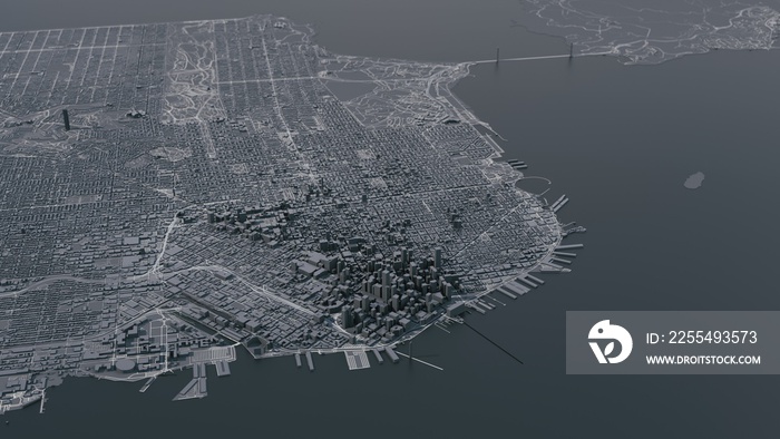 San Francisco city 3d map