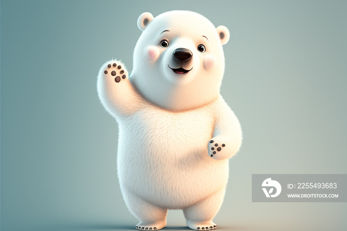 cute polar bear on clear background, AI generate