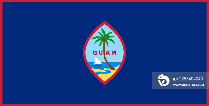 Flag of Guam. Official symbol of organized, unincorporated territory