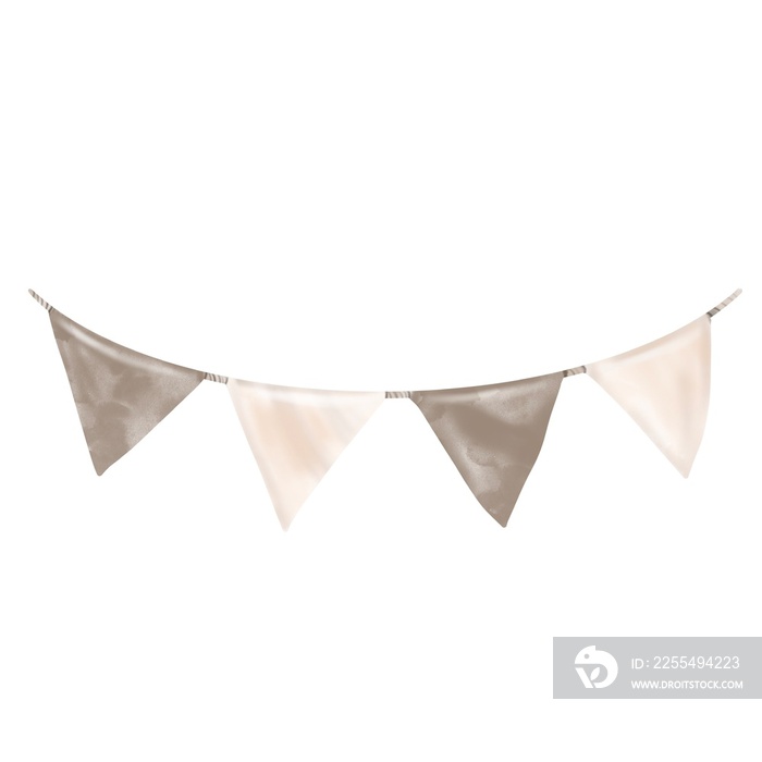 Party garland. watercolor holiday flags in brown tones. Boho style