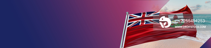 Bermuda Flag with Beach and large Gradient Single Flag