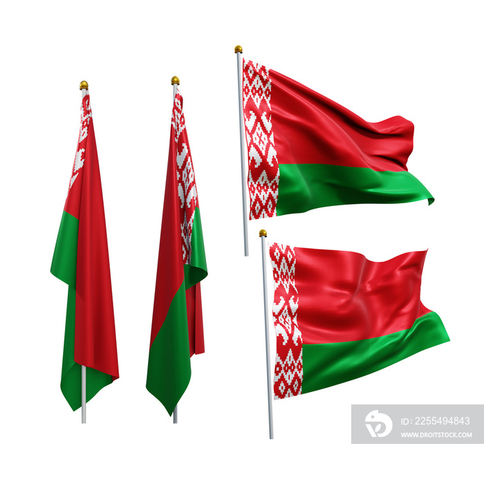 3d rendering europe belarus flag fluttering and no fluttering