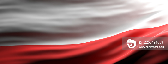 Poland national flag waving texture background. 3d illustration