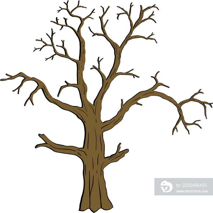 simplicity halloween dead tree freehand drawing silhouette flat design.