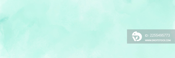 Mint green gradient watercolor background. Hand drawn aquarelle texture. Light green background