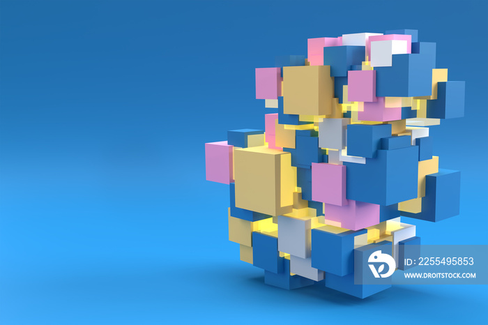 Abstract 3d Cubes. 3D Render Background Design.