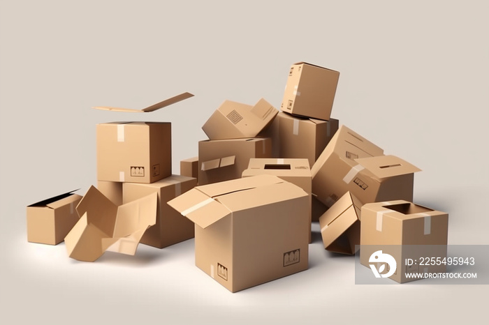 cardboard boxes on white background