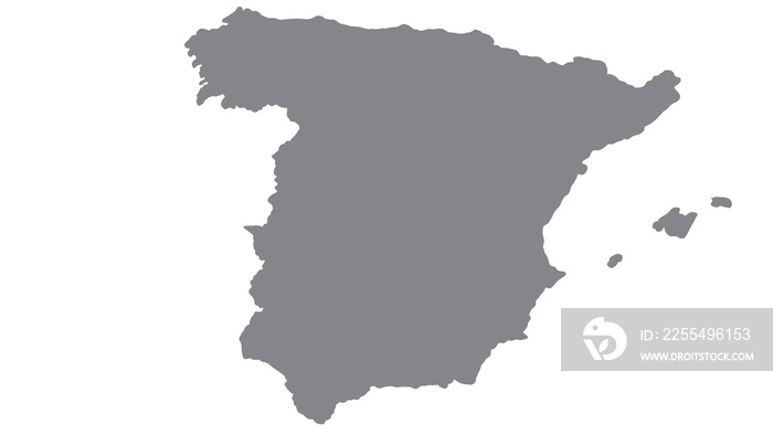 Spain map with gray tone on  white background,illustration,textured , Symbols of Spain