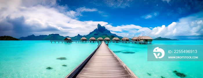 Pier in a tropical island paradise in beautiful clear water.