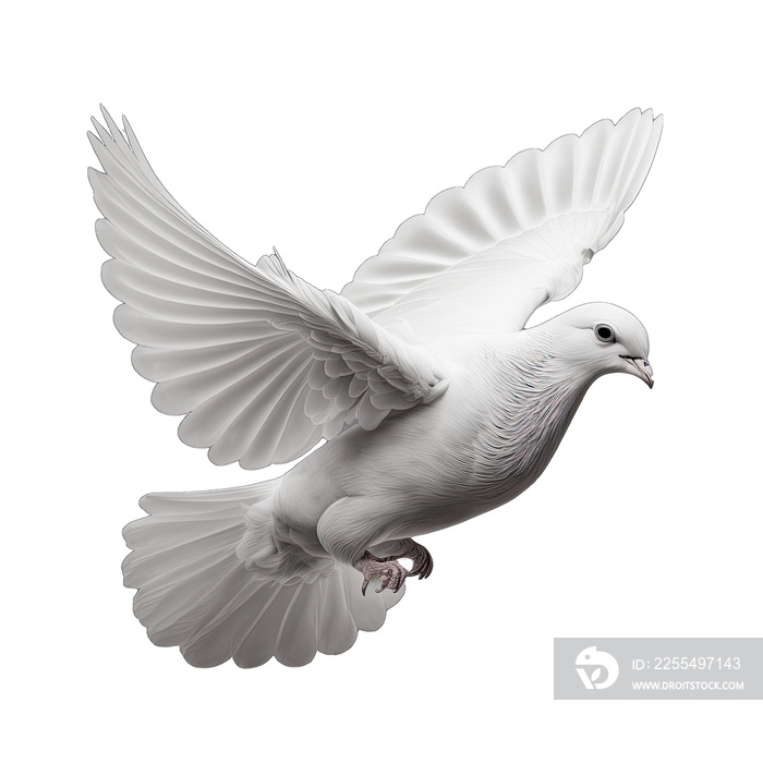 White dove isolated on transparent background. White pigeon transparent realistic isolated vector illustration. Flying dove