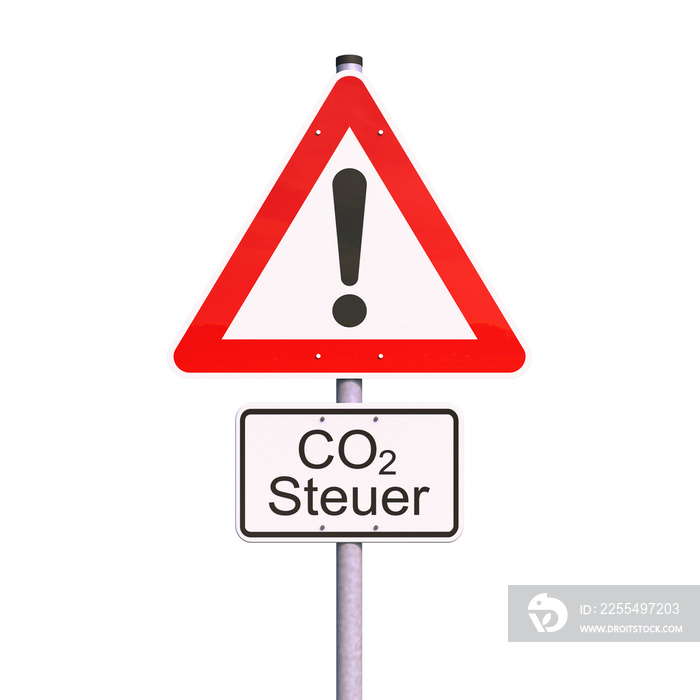 CO2 Steuer - Verkehrsschild - Freisteller