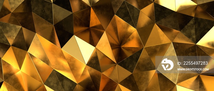 Abstract gold polygon background on texture