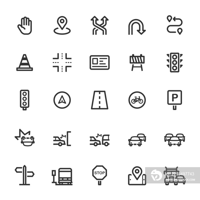 Icon set - traffic icon outline stroke