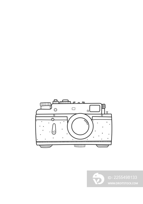 Hand-drawn line drawing of linear camera style.