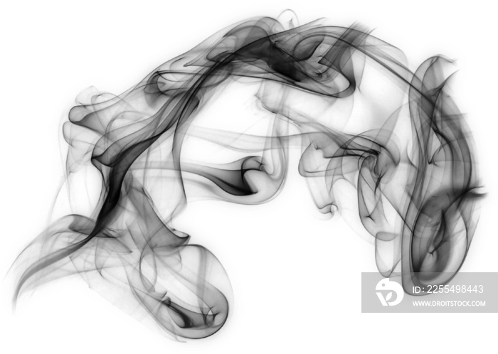 black abstract fine smoke isolated