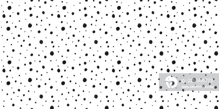 Seamless polka dot hand drawn pattern. Tileable hipster pen and ink fine line freehand doodle polkadots background texture for wallpaper, wrapping or scrapbook paper, fabric or textile surface design.