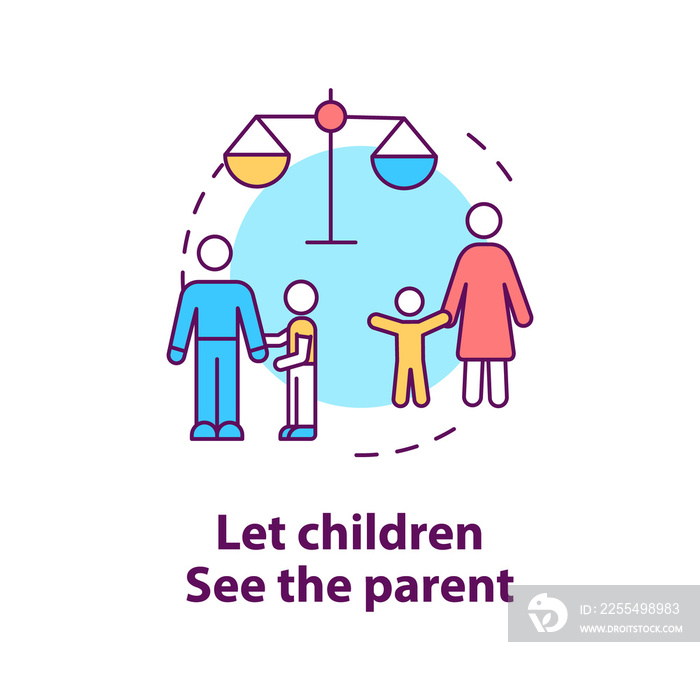 Let children see parent concept icon. Safe divorce process abstract idea thin line illustration. Isolated outline drawing