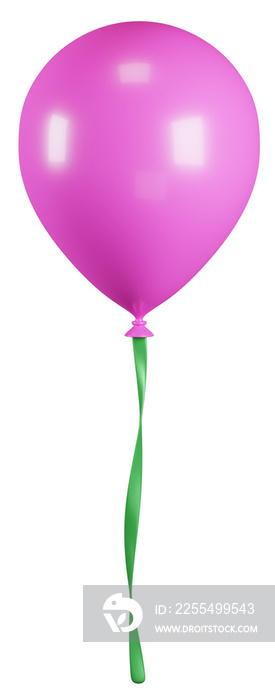 3d pink balloon with green ribbon illustration