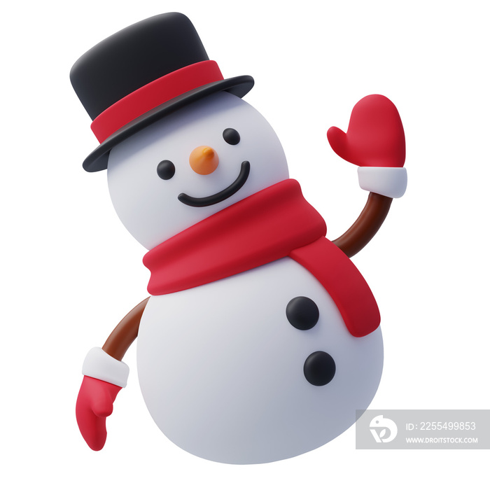 3d Cute Snowman, Merry Christmas Snowman or New Year greeting