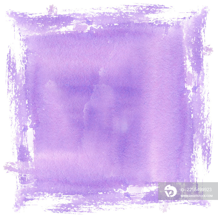 Lilac purple watercolor spot transparent blur close-up. Hand illustration isolated on white background for design background, template, wedding, congratulations, invitations.