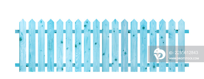 Blue wooden fence isolated on a white background that separates the objects. There are Clipping Path