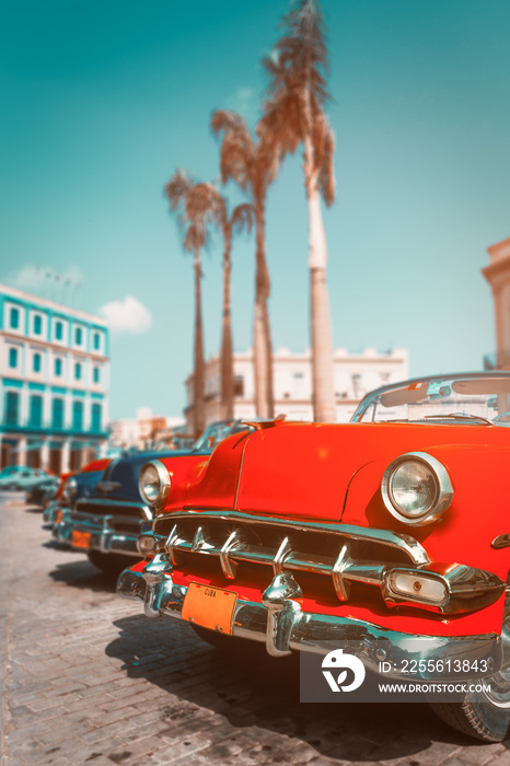 Colorful antique cars in Old Havana